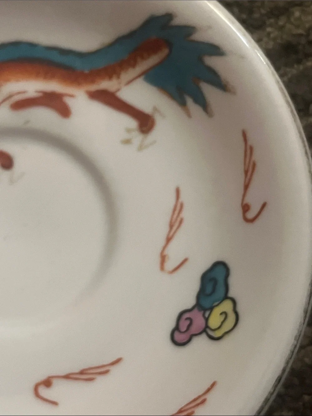 Vintage Hand painted Chinese Year of the Dragon TeaCup Saucer